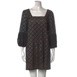 Anna Sui Goth Anthropologie Black Illusion Lace Shift Dress